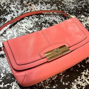 Coach Kristin Leather Large Flap Wristlet Wallet Purse